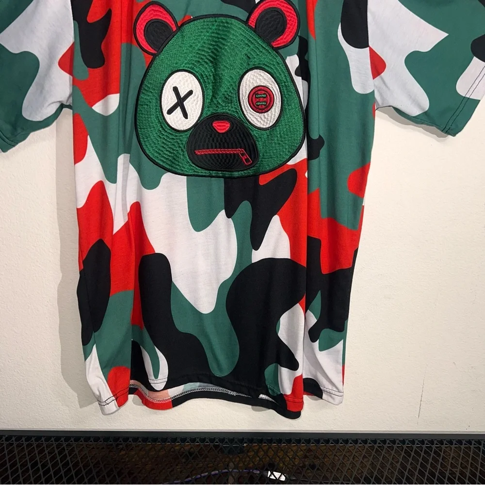 Retro Label T-Shirt 3XL SS Embroidered Camo Hip-hop Streetwear Casual Rap Trendy